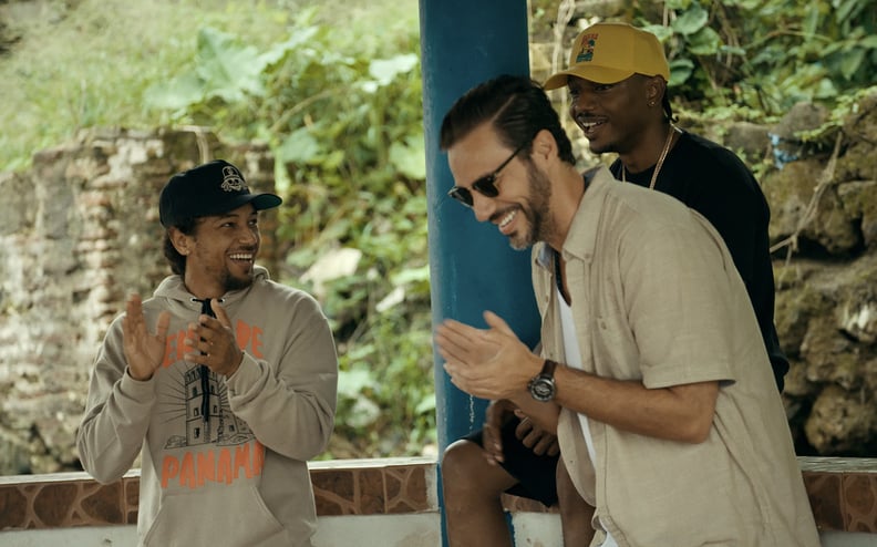 Host and music journalist Nick Barili, center with the members of Las Rakas: Raka Rich and Raka Dun from the the MTV series De La Calle, episode 2, season 1,  streaming on Paramount+, 2023.  CREDIT: Paramount+