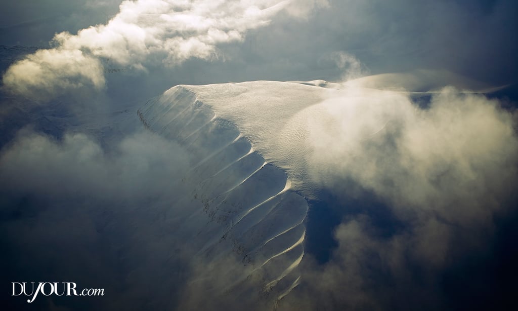 Snowy Svalbard from above.