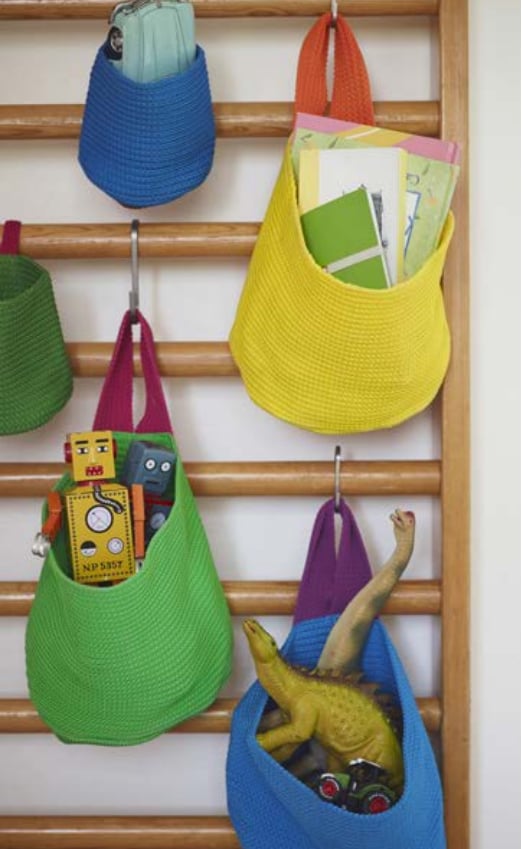 The colorful Stickat baskets ($10 for a set of 2) are designed for children 3 and up.