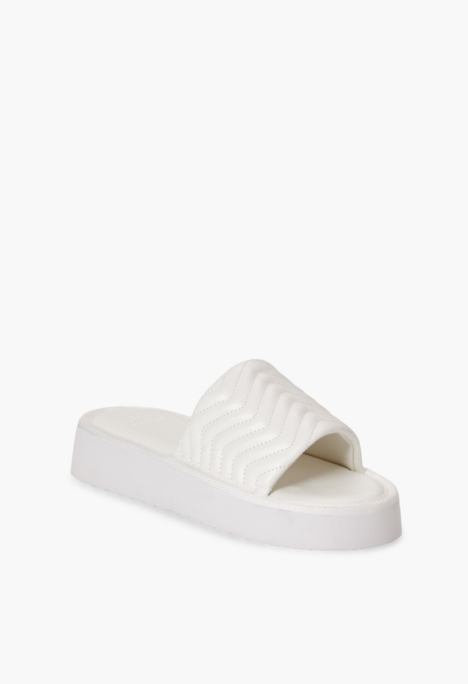 Ayesha Curry x JustFab Pamela Slides in Bright White Ayesha