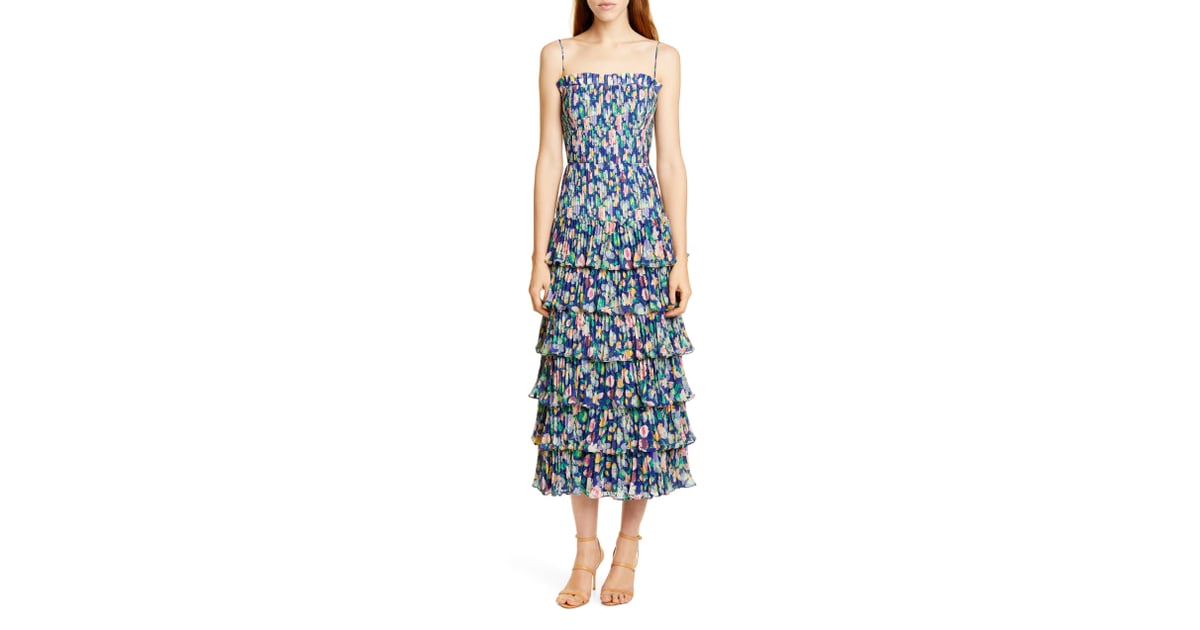 Amur viola pleated floral dress sale