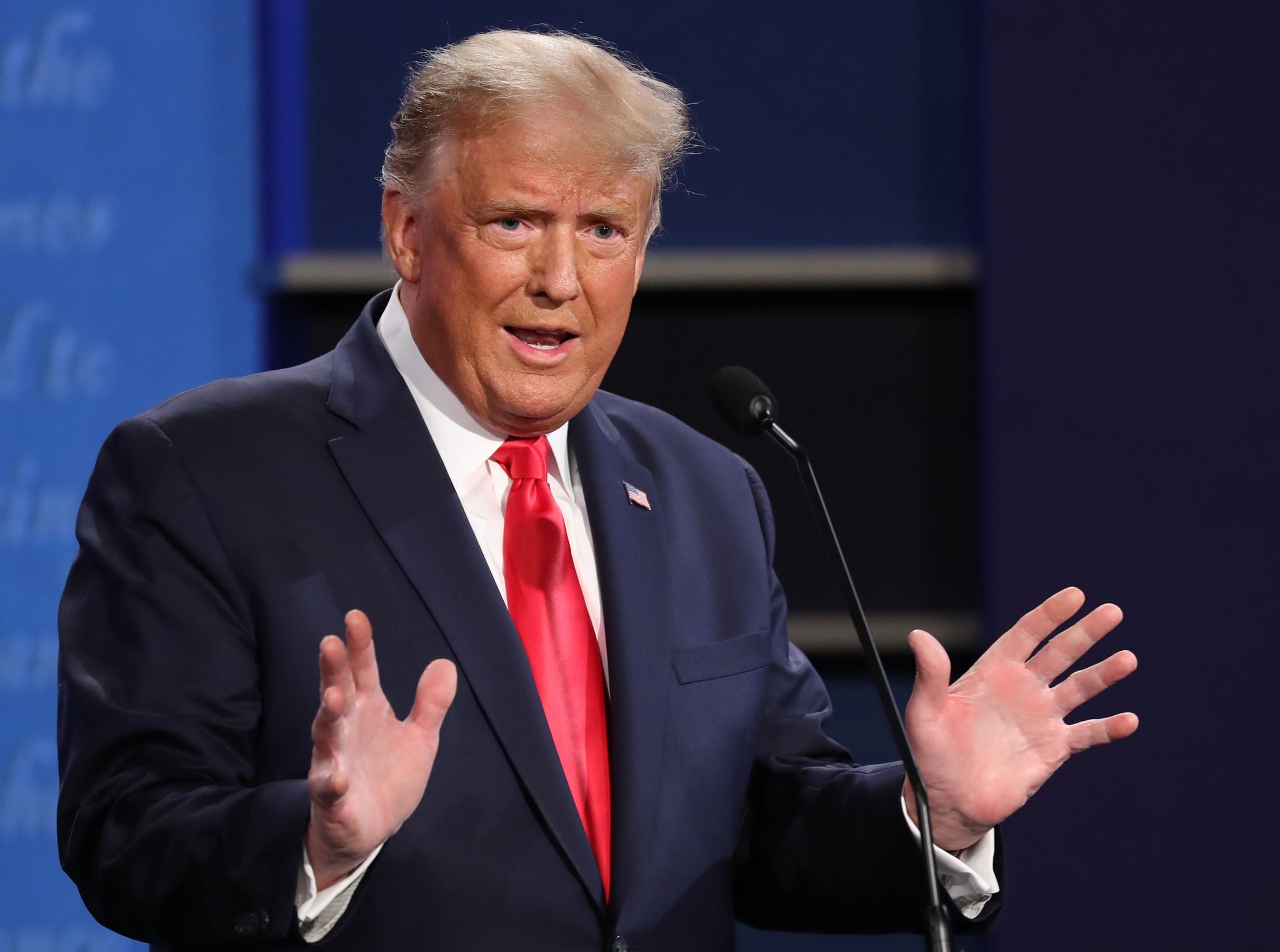 NASHVILLE, TENNESSEE - OCTOBER 22: U.S. President Donald Trump participates in the final presidential debate against Democratic presidential nominee Joe Biden at Belmont University on October 22, 2020 in Nashville, Tennessee. This is the last debate between the two candidates before the election on November 3. (Photo by Chip Somodevilla/Getty Images)