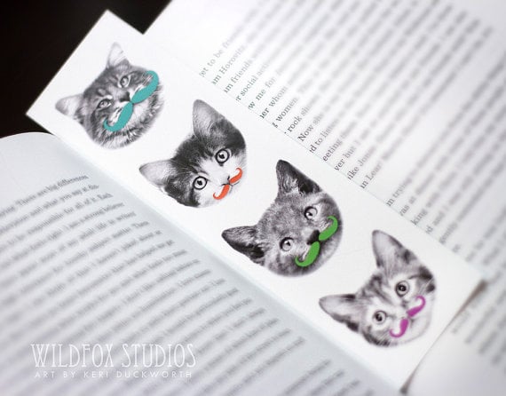 Moustachioed Cat Bookmark ($4)
