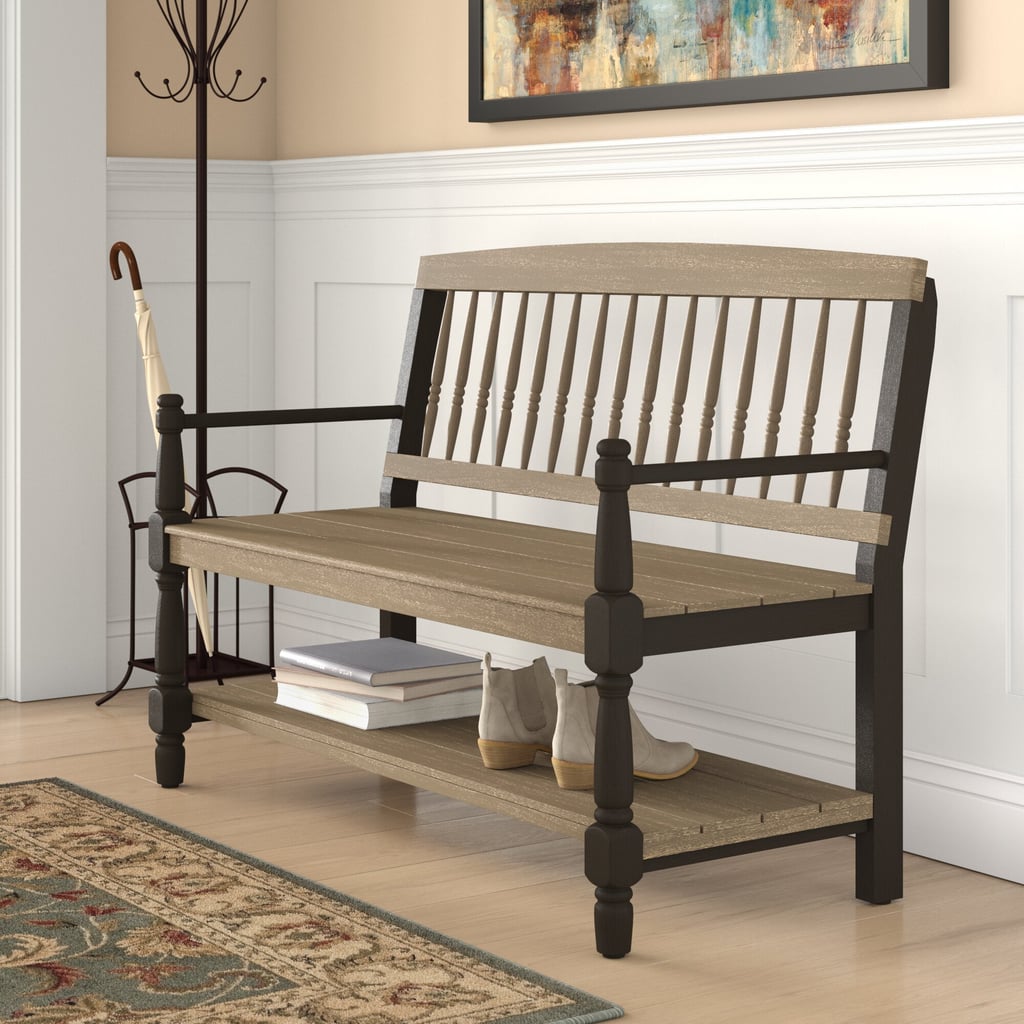 An Entryway Bench: Birch Lane Morven Solid Wood Bench with Shelves