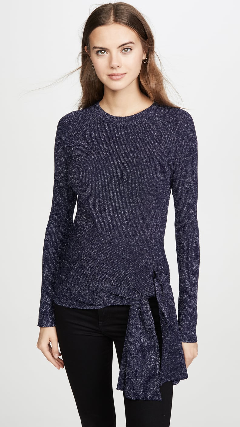 3.1 Phillip Lim Metallic Ribbed Pullover With Waist Tie