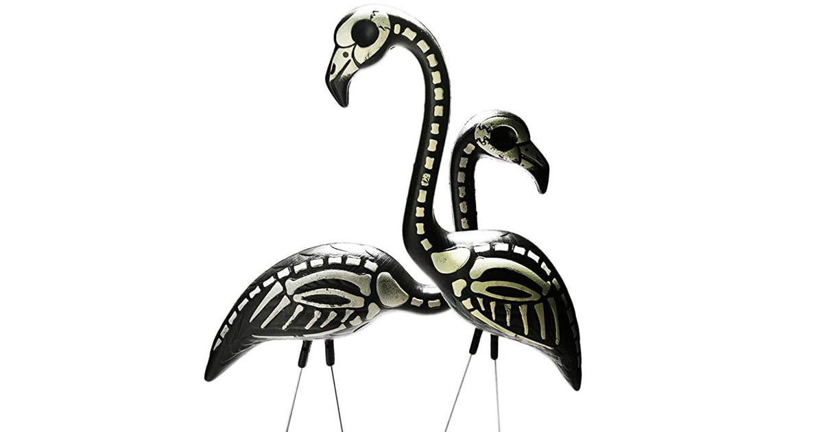 Skeleton Yard Flamingo Lawn Ornaments | Tropical Halloween Decor