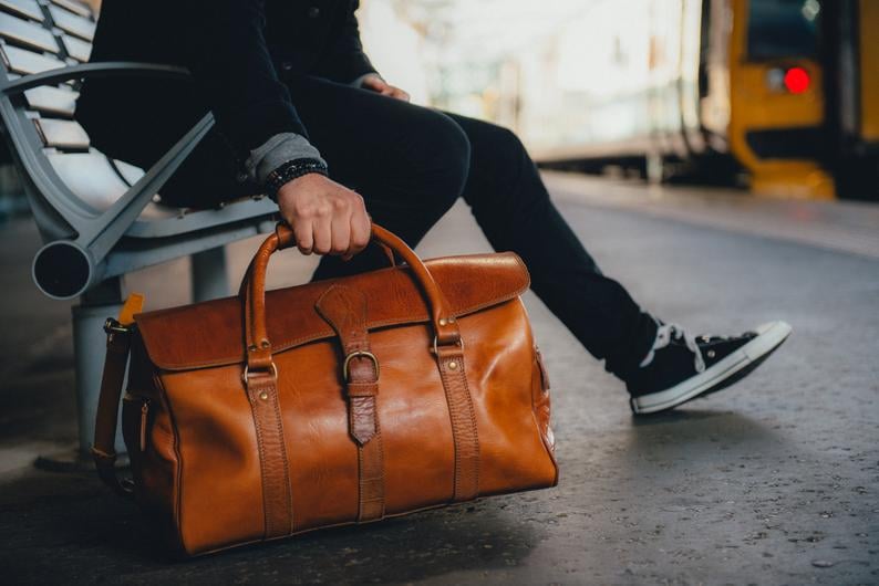 Travel-Based Etsy Gift For Him: Leather Duffle Bag