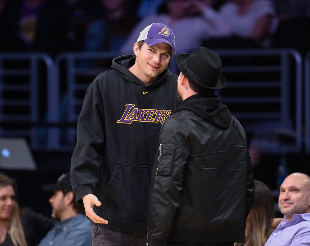 Ashton Kutcher and Joel Madden at Lakers Game March 2016