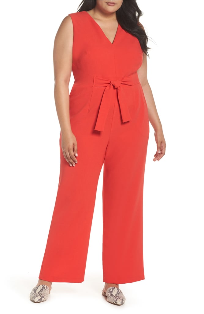 Vince Camuto Tie Waist Crepe Jumpsuit