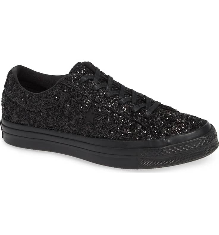 Ladies black shop glitter converse