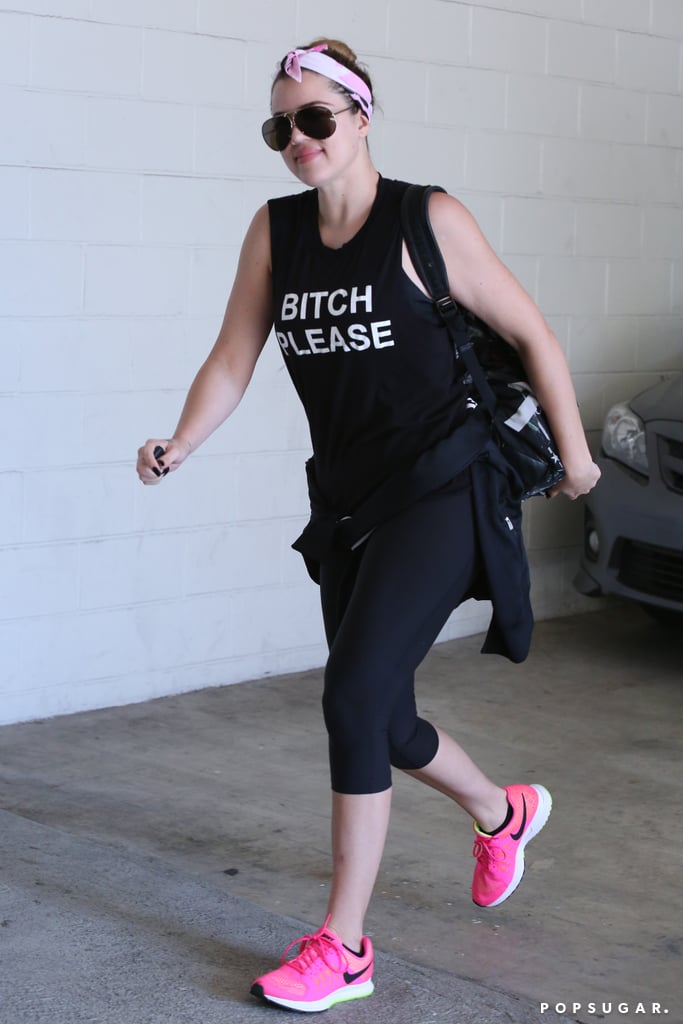 On Thursday, Khloé Kardashian let her smile and shirt do all the talking on her way to the gym in LA. The day before, reports about a split with French Montana emerged.