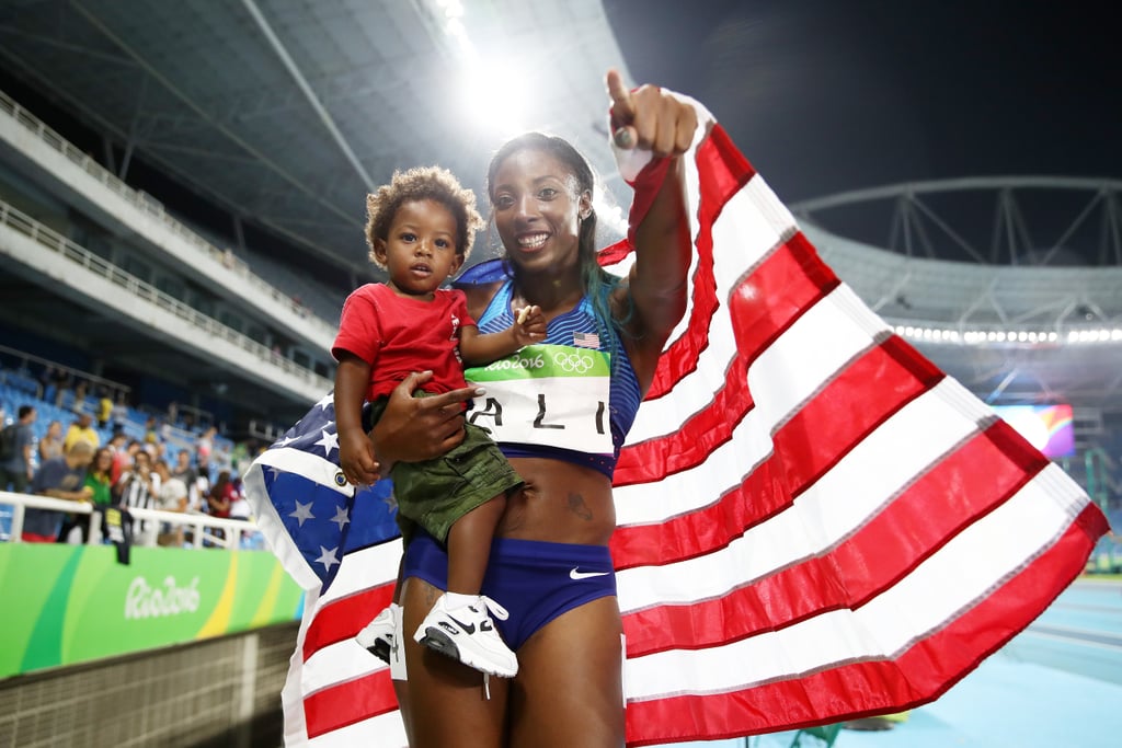Nia Ali and Son Titus at the Summer Olympics 2016