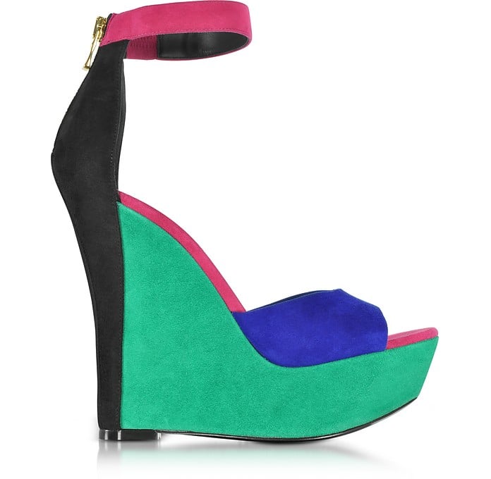 Alternative: Balmain Zia Multicolor Suede Wedge Sandal