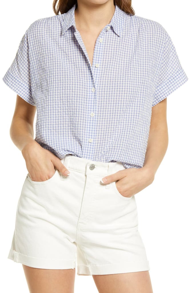 A Tailored Summer Top: Madewell Hilltop Gingham Check Seersucker Shirt