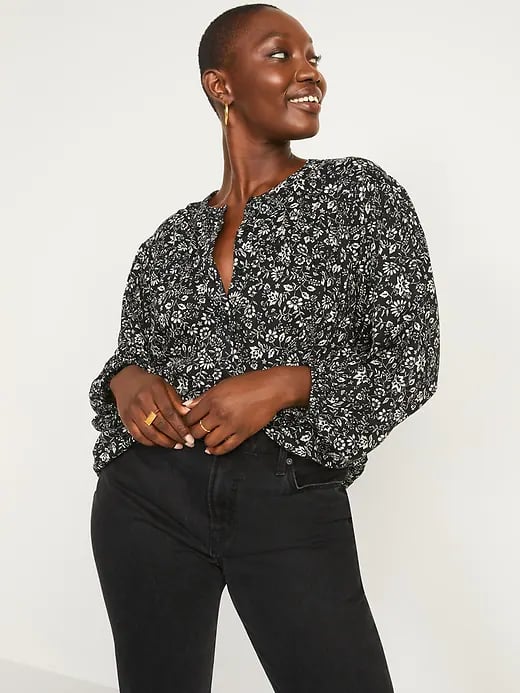 Old Navy Oversized Floral-Print Long-Sleeve Blouse