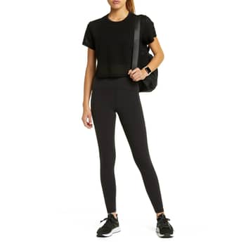 NEW Zella Restore Soft High Waist Pocket Flare Leggings- Heathered Black -  Small