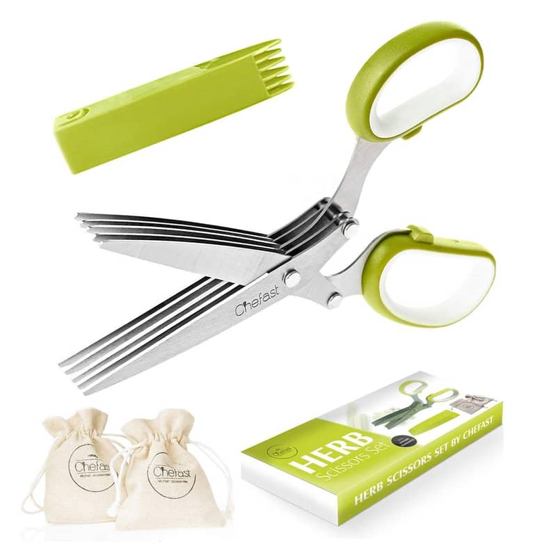 Kitchen Shears, Herb Scissors Set, 5 Blades Herb Scissors Stripper Set Kitchen  Shears Cutter Tools with Cleaning Brush - AliExpress