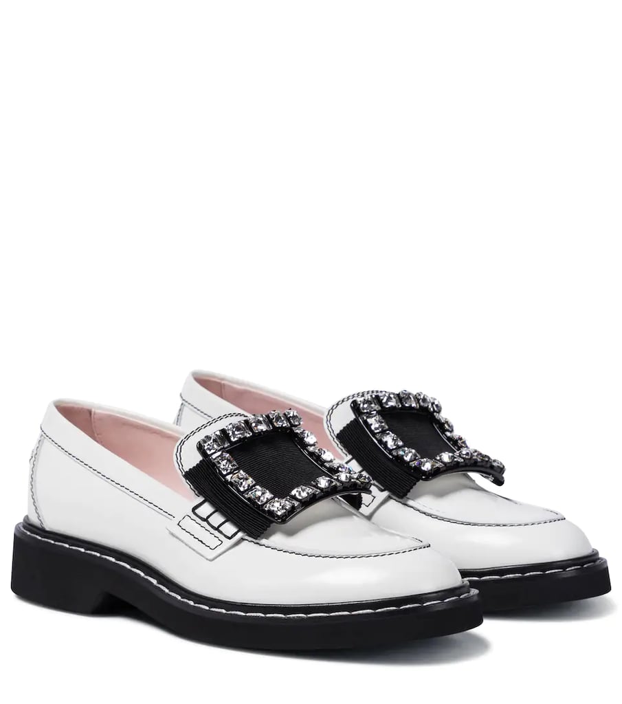 Roger Vivier Viv Rangers Strass Stitch Leather Loafers | Shop the Best