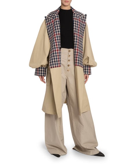 JW Anderson Checked-Trim Oversize Trench Coat