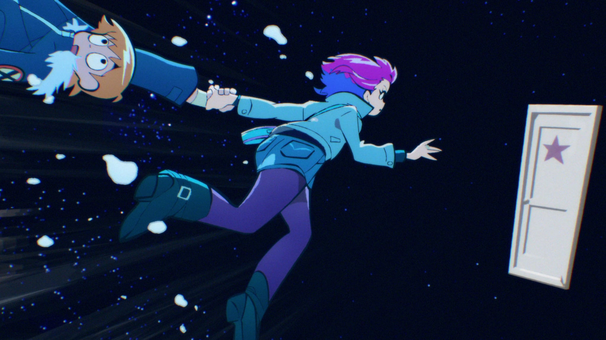 Scott Pilgrim Takes Off (L to R) Michael Cera as Scott Pilgrim and Mary Elizabeth Winstead as Ramona Flowers in Scott Pilgrim Takes Off. Cr. COURTESY OF NETFLIX © 2023