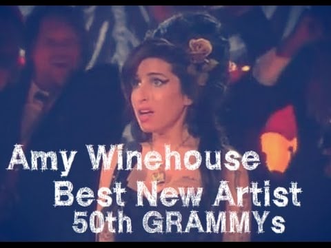 Amy Winehouse accepting Record Of The Year at the 50th GRAMMY Awards