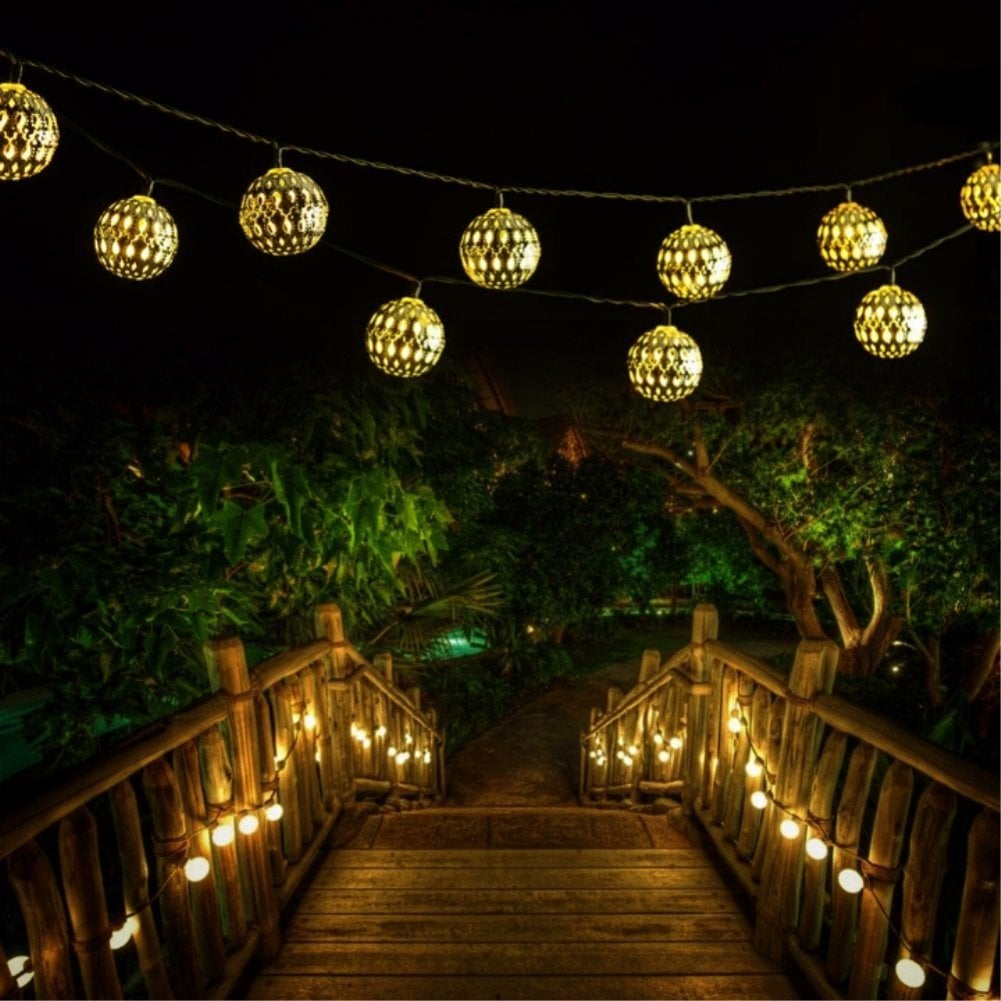 30 LED Gold Moroccan Waterproof Warm White String Lights ($100)