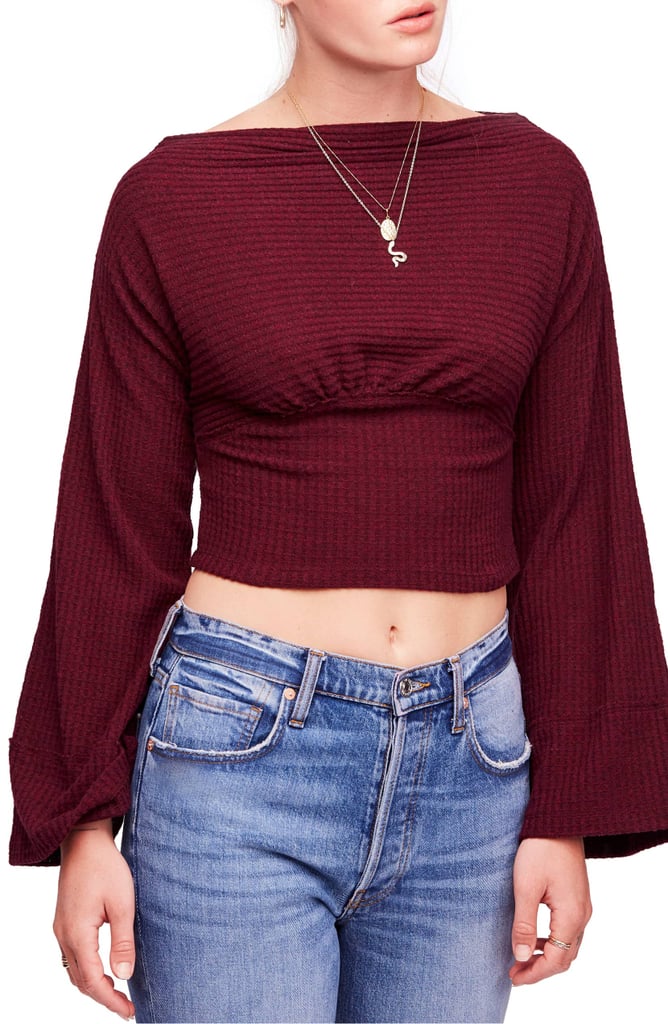 Free People Crazy on You Thermal Crop Sweater