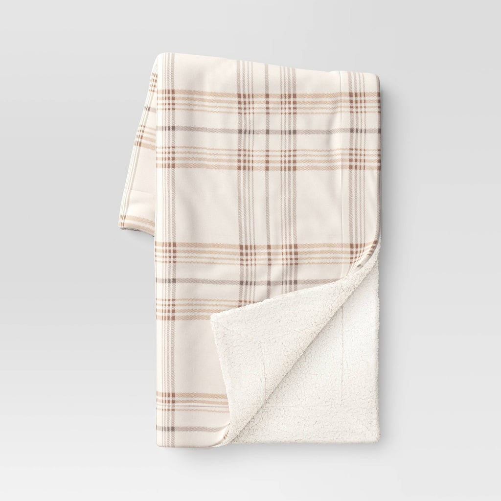 Cottage Core Coziness: Threshold Plaid Printed Plush Christmas Throw Blanket