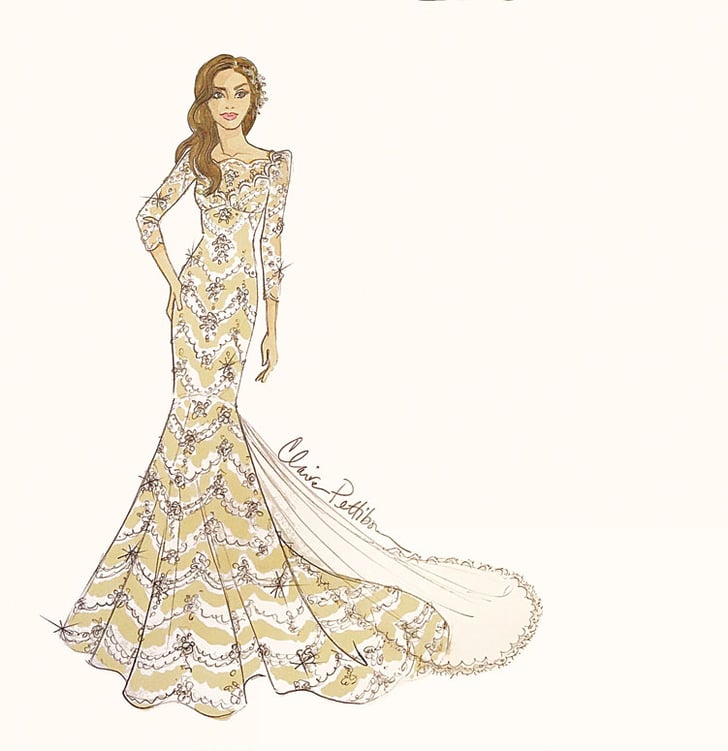 A Sketch of Nikki's Custom Dress | Nikki Reed Wedding Dress | POPSUGAR ...