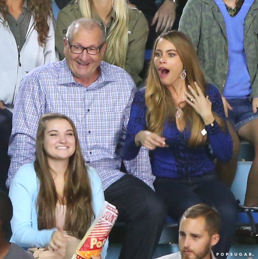 Sofia Vergara got animated while filming a Modern Family scene with Ed O'Neill in LA on Thursday.