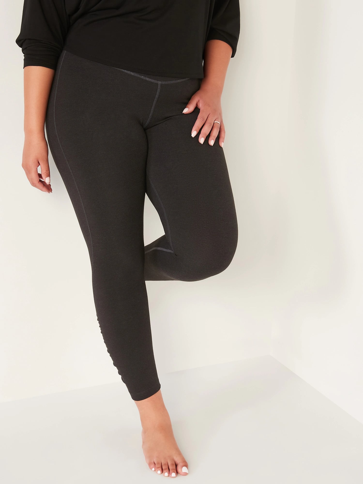 Old Navy Extra High-Waisted PowerChill Ruched 7/8-Length Leggings — Carbon, Trust Me, These Are the Best Petite Leggings When You Want Something Soft  That Stays Up