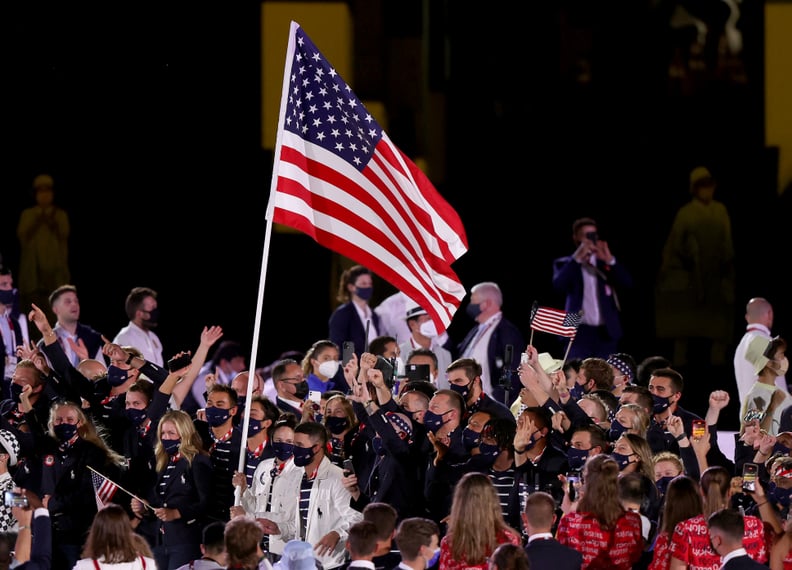 Flag Bearers Sue Bird and Eddy Alvarez of Team USA at the Tokyo Opening Ceremony