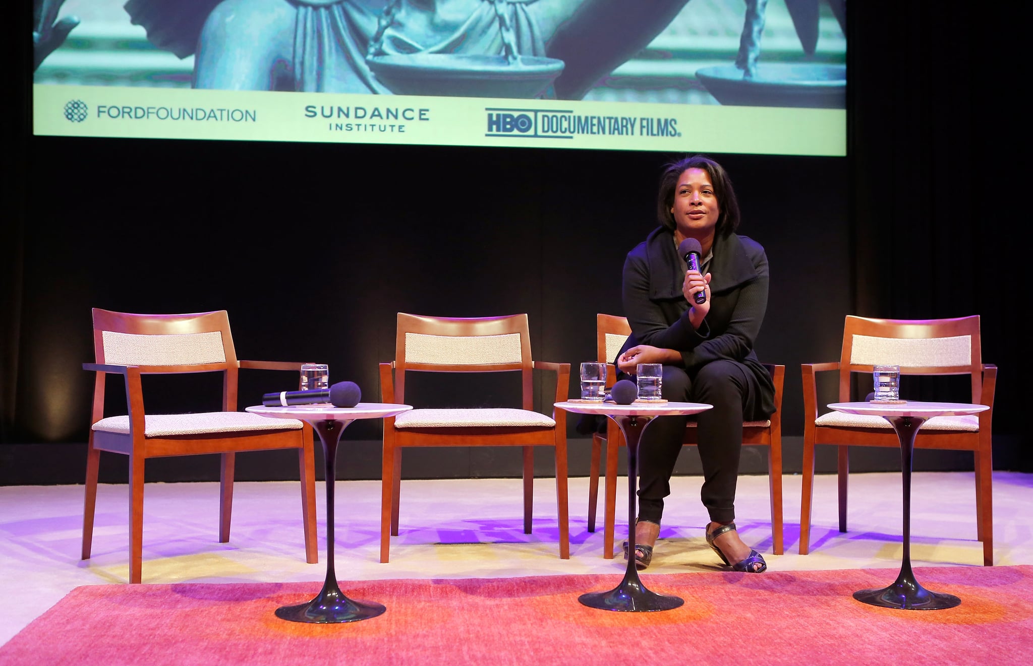 NEW YORK, NY - NOVEMBER 15:  Director Dawn Porter participates in a panal discussion following the Ford Foundation & Sundance Institute First Look Screening of 