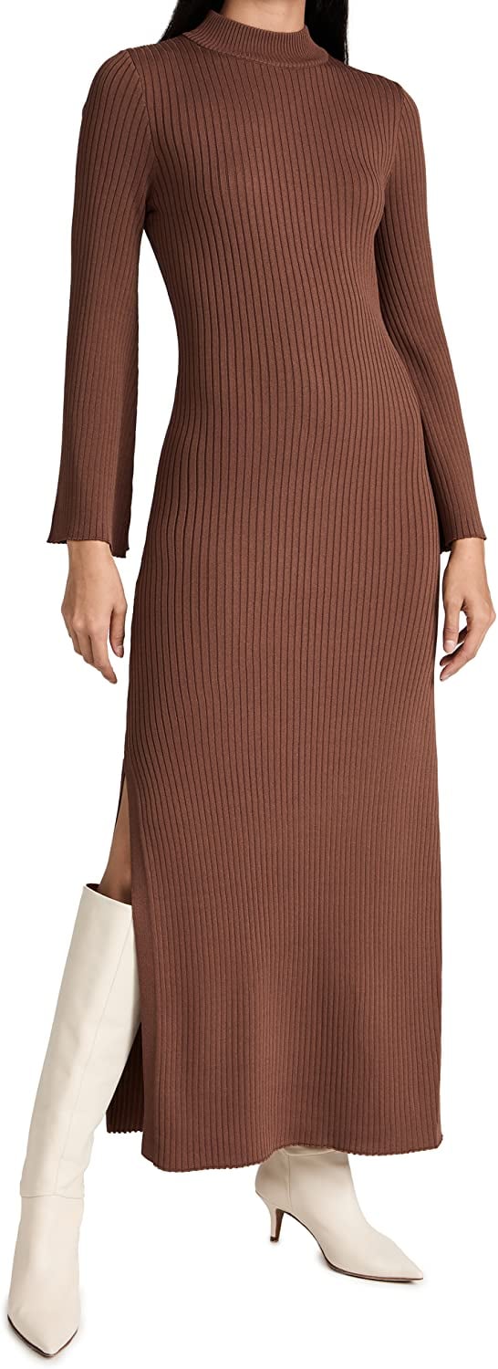 Brown Crush: Line & Dot Jessica Ribbed Sweater Dress