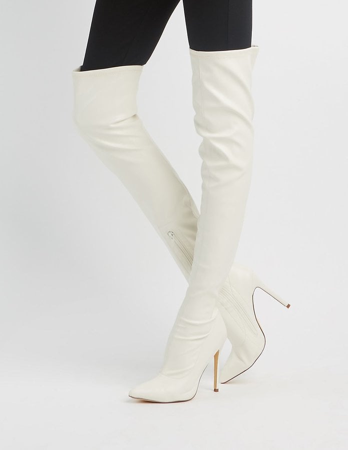 Haider Ackermann Leather Thigh High Boots in White Womens Shoes Boots Over-the-knee boots 