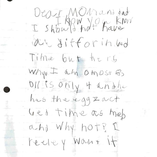 Girl Negotiates Bedtime in a Funny Note