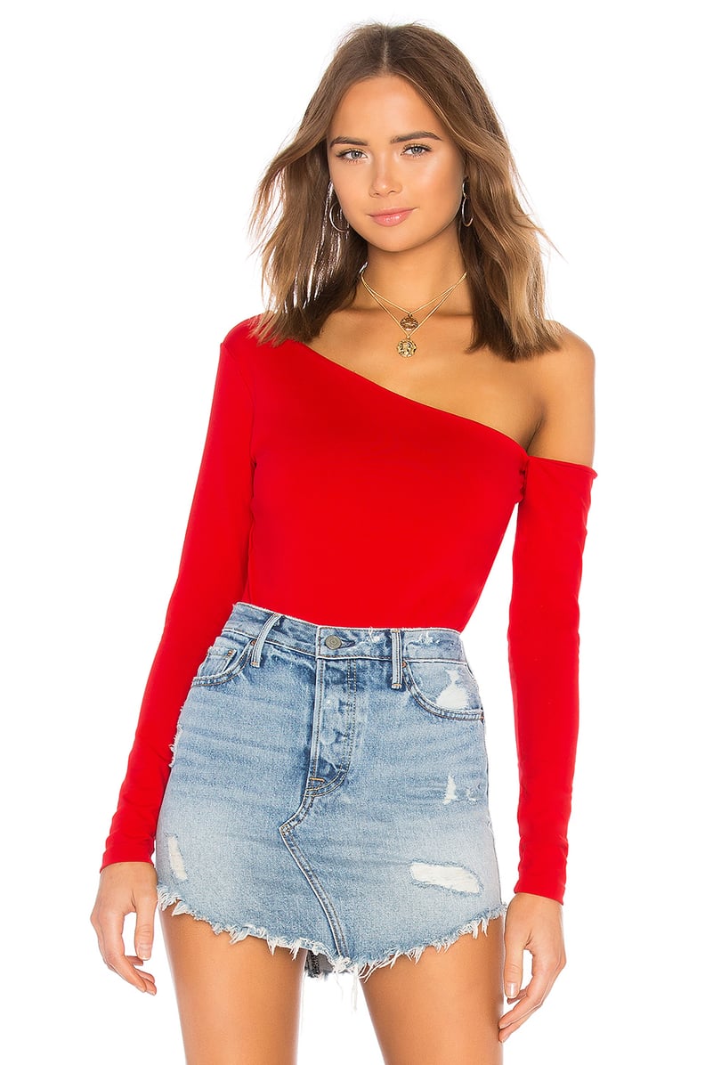 Susana Monaco Asymmetrical One-Shoulder Top in Perfect Red