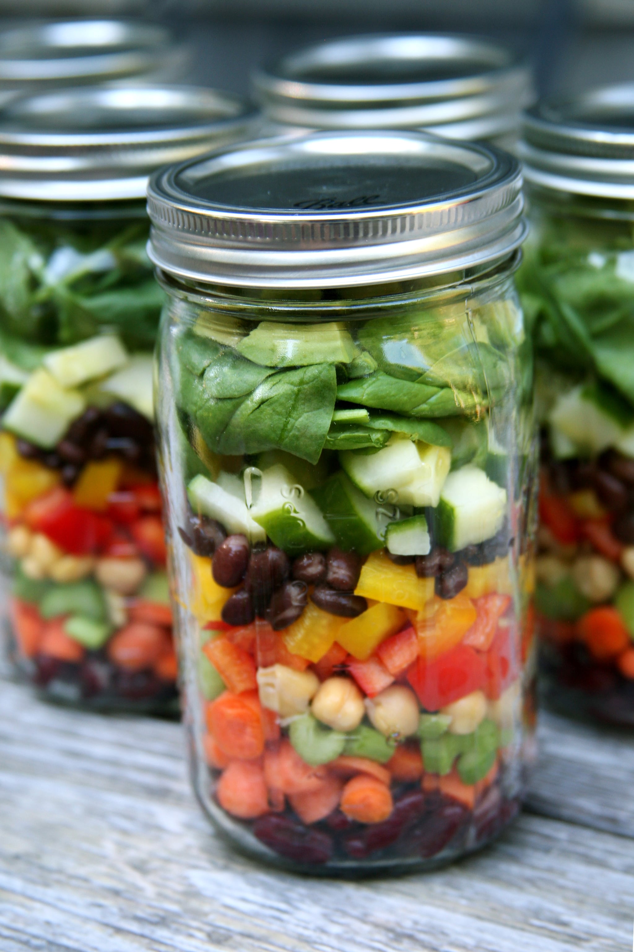 Hearty Rainbow Mason Jar Salads