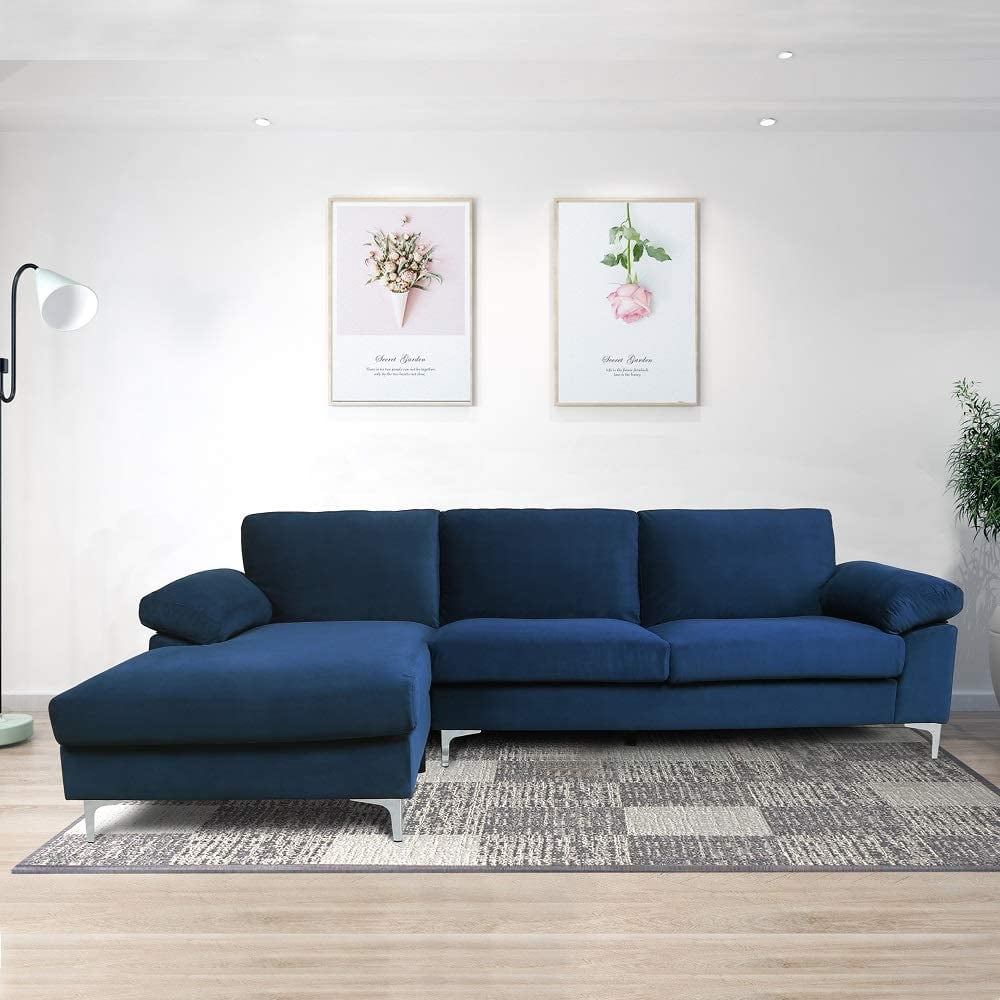 Velvet Fabric Sectional Sofa