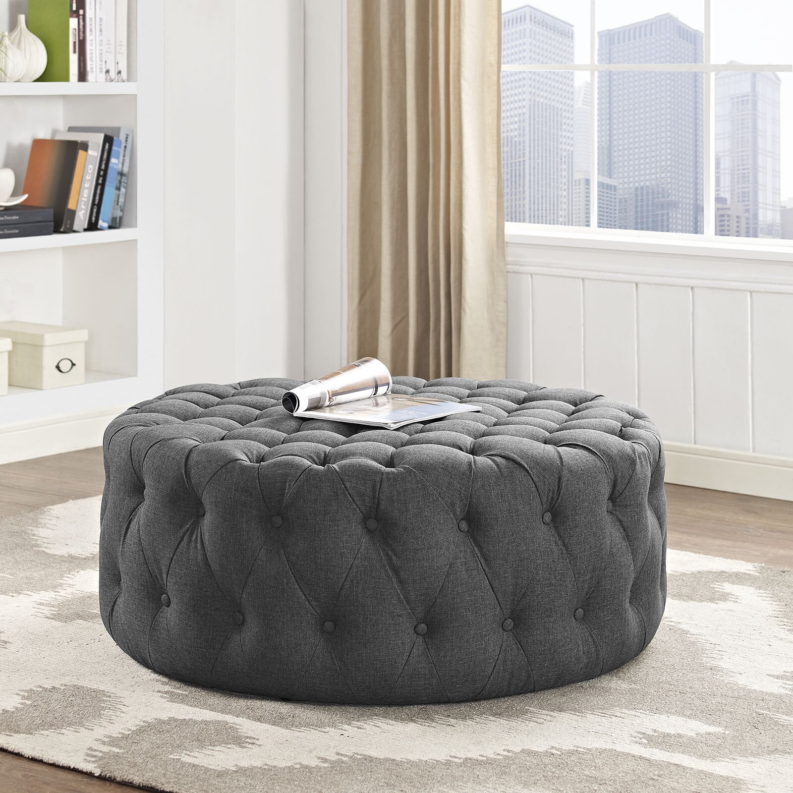 Kenedy tufted cheap cocktail ottoman