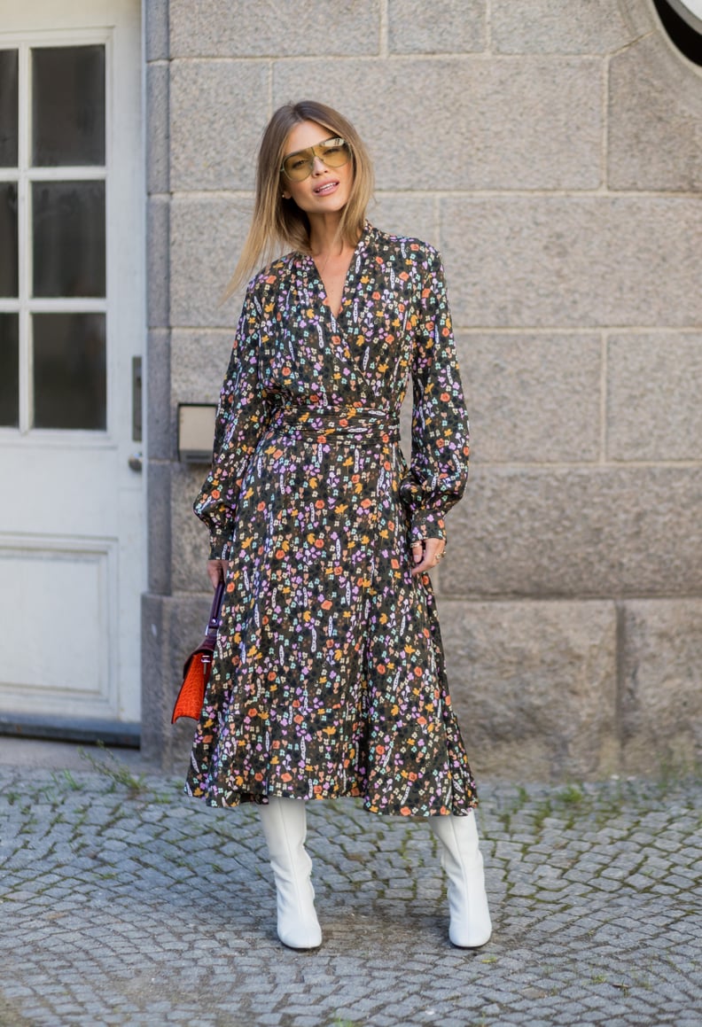 Make a Floral Dress Look Modern With a Great Pair of White Boots