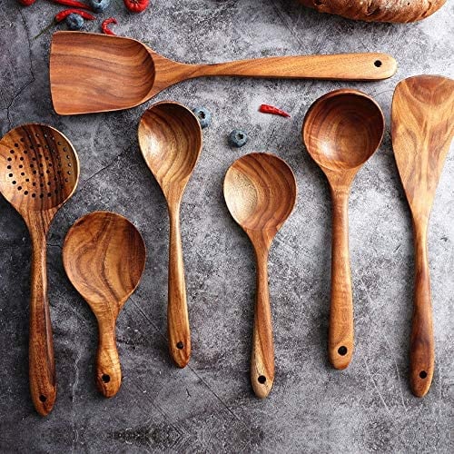 For the Chef: Messon Handmade Natural Teak Cooking Spoon Set