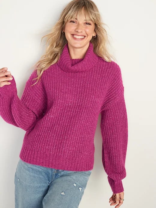 Old Navy Heathered Shaker-Stitch Turtleneck Sweater