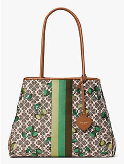 Spade Flower Jacquard Everything Cherry Stripe Large Tote