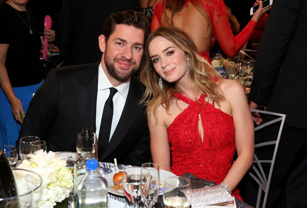 Emily Blunt and John Krasinski looked adorable at their table.