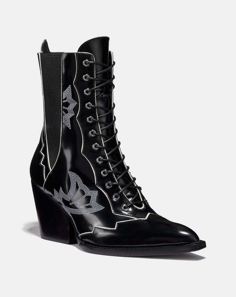 coach lace up tassel boot
