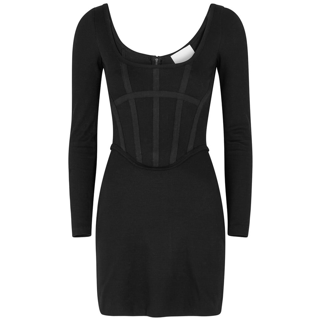 Dion Lee Black Ribbed Jersey Corset Minidress