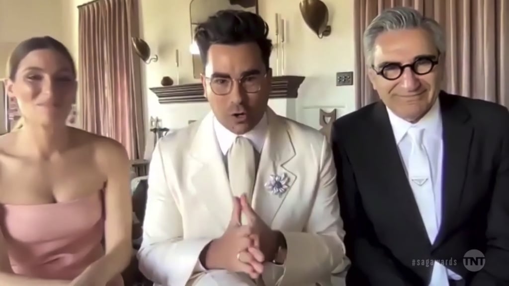 Dan Levy in The Row Cream Suit at 2021 SAG Awards
