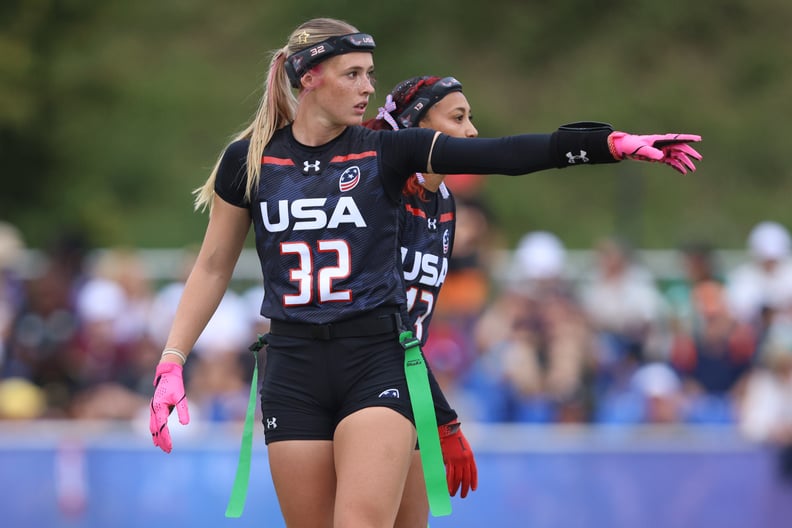 Ashlea Klam of USA gestures during the Women's 2026 IFAF Flag Football World Championships gold medal match