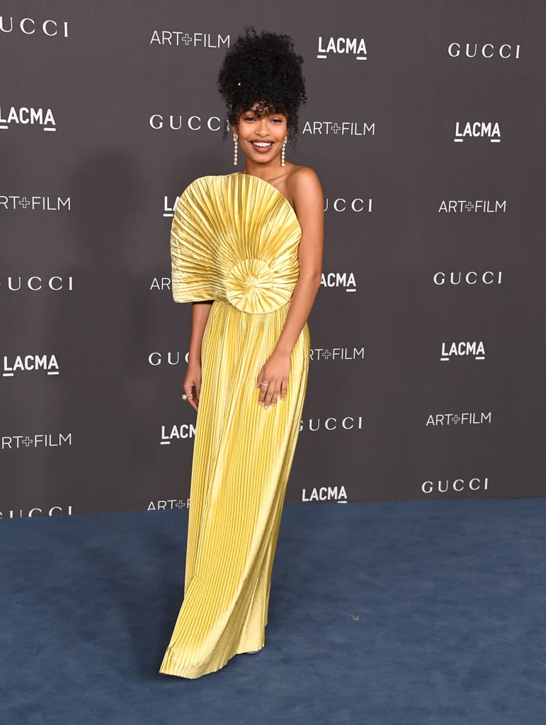 Yara Shahidi Wears Gold Gucci Gown to LACMA Art + Film Gala